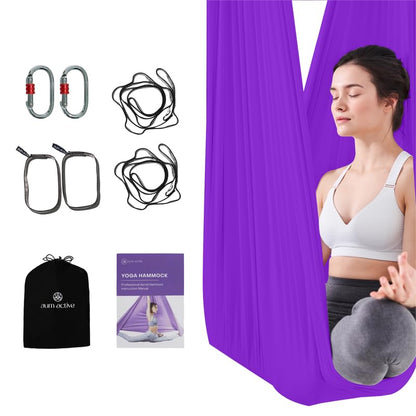 Aerial Yoga Hammock Swing, 4.5 Yards, Aerial Silks with Hardware - color: Royal-Purple, size: 5.5 yards