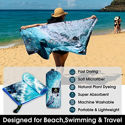 4Monster Quick Dry Beach Towel, Ultra Absorbent Microfiber Travel Towel, Lightweight & Compact for Beach, Swimming, Camping, Pool, Water Sports & Yoga - color: 17 Ocean-d, size: 63.00" x 31.50"