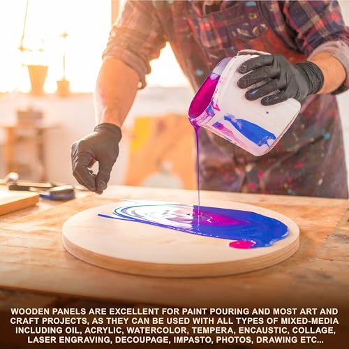 U.S. Art Supply 6" Round Unfinished Cradled Wood Panels for Painting | Studio 3/4" Deep (4 Pack) - Artist Depth Wooden Wall Canvases - Mixed-Media Craft, Acrylic, Oil, Encaustic, Paint Pouring - size: 6", style: Round Studio Depth