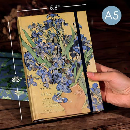 Blank Journal Notebook, Art Journal, Sketch book, 130gsm, Thick Paper Sketchbook, A5, Hardcover Drawing Notebook, Blank Page, Lay Flat, Unlined, Van Gogh Irises, Sketch Books for Adults - color: A5-Irises