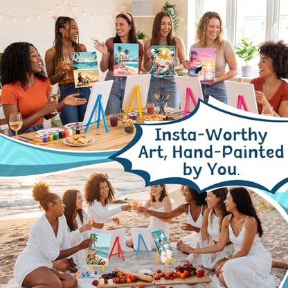 Blosssound 10 Set Pre Printed Canvas Pre Drawn Canvas Painting with Easel Kits 5" x 7" Outline Painting Panels for Beginners, DIY Craft Project, Party Favor, Home Decors(Hawaii Women) - style: Hawaii Women
