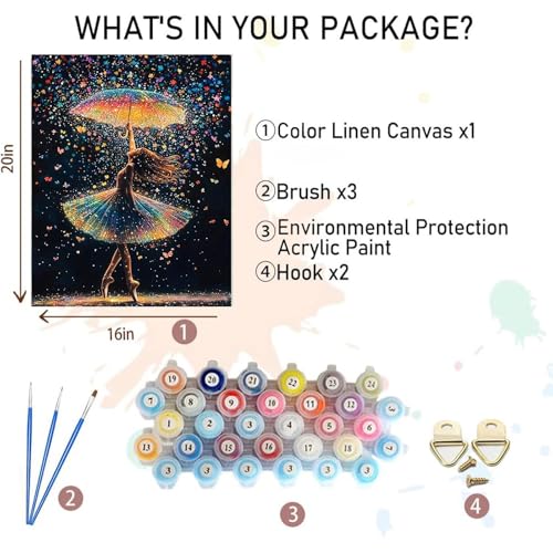 Ballet Paint by Numbers for Adults - Dancer Paint by Number on Canvas | DIY Dancing Ballet Oil Painting for Gift Home Wall Decor, Without Frame (16x20 inch) - color: MT22974