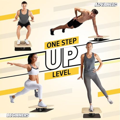 Yes4All 350LBS Professional Wooden Balance Board for Leg Workout, Anti-Slip Rocker Board, Wobble Board for Standing Desk - color: A0. Adjustable Height