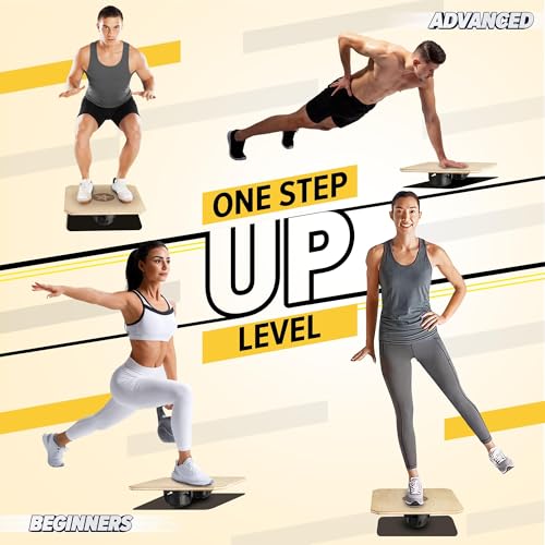 Yes4All 350LBS Professional Wooden Balance Board for Leg Workout, Anti-Slip Rocker Board, Wobble Board for Standing Desk - color: A0. Adjustable Height