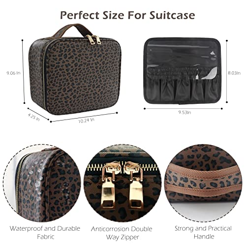 Makeup Bag with Mirror and Light Travel Makeup Train Case Cosmetic Bag Organizer Portable Artist Storage Bag with Adjustable Dividers Makeup Brushes Storage Organizer