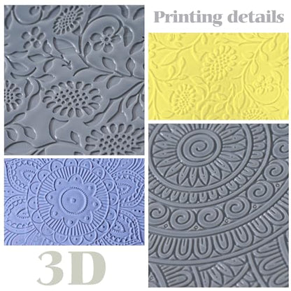 DoubleFill 12 Pcs Polymer Clay Texture Sheets Mat Works with Polymer Clay Cutter Embossin Roller DIY Tools for Pottery Earrings Jewelry Making DIY Craft Supply - style: Boho