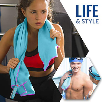 VENTURE 4TH Quick Dry Travel Towel, Ultra Soft Microfiber - 3 Sizes - color: Blue Pink, size: 60.00" x 31.50"