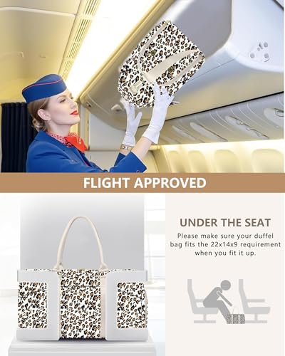 Women Weekender Travel Duffle Bag: Travel Duffel Overnight Bags with Shoe Compartment Large Carry on Tote with Toiletry Bag Weekend Traveling Yoga Gym Hospital Bag for Women with Wet Pocket Leopard - color: 12-Leopard Print, size: Large