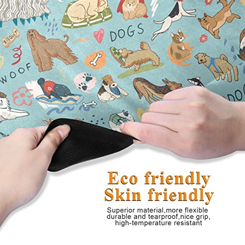 Different Dogs Yoga Mat Non Slip Natural Rubber Fitness Exercise Mat for Home Workout Gym Stretching Pilates Mats with Carrying Bag 71" x 26"