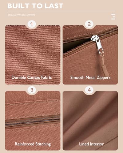 Gonex Yoga Mat Bag, Extra Canvas Gym Bag with Waterproof Pocket Metal Zipper, Fits Mat & Blocks, Stylish Yoga Mat Carrier for Women, Ideal for Yoga, Pilates, Workout, Travel - color: Dark Khaki
