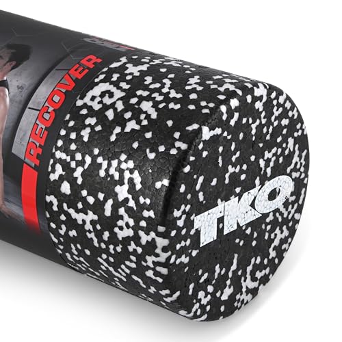TKO 18 Inch High-Density Foam Roller | Deep Tissue Muscle Recovery & Exercise Tool | Durable Black Roller for Yoga, Pilates, Physical Therapy, and Relieving Muscle Soreness - Black/White | Exercise Tool | Durable Black Roller for Yoga, Pilates, Physical T