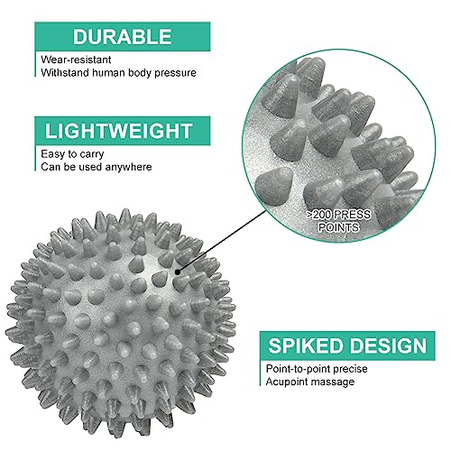 URAQT Spiky Massage Ball, 3 Pack Hard Spiky Massage Ball Roller Set, Professional Physical Therapy Massage Balls for Myofascial Release, Trigger Point Deep Tissue Massage, Plantar Fasciitis Recovery - color: 3pcs-b