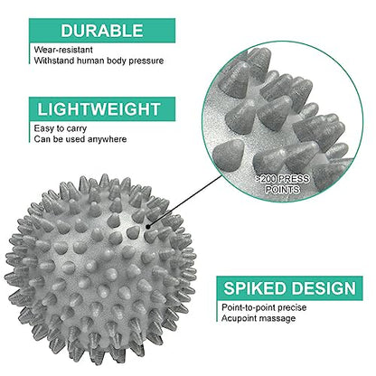 URAQT Spiky Massage Ball, 3 Pack Hard Spiky Massage Ball Roller Set, Professional Physical Therapy Massage Balls for Myofascial Release, Trigger Point Deep Tissue Massage, Plantar Fasciitis Recovery - color: 3pcs-b