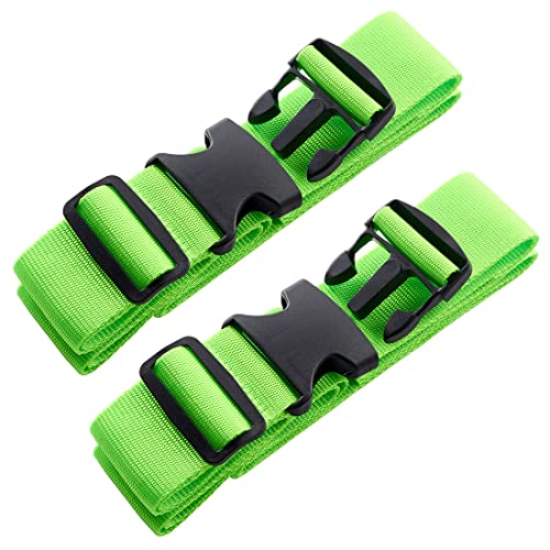 2pcs 74″×2″Luggage Straps for Suitcases,Adjustable Suitcase Straps and Heavy Duty Strap Buckle Packing Straps Travel Accessories,Fluorescent Green - color: Fluorescent Green 2PCS