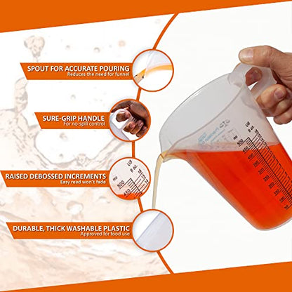 16oz, 1 Pint (2 cup) Measure Pitcher - Convenient Conversion Chart – Multi Purpose Food Grade Great for Cooking, Hobbies, Shop Oil, Fluids, Pool Spa and Lawn with High Chemical Resistance by Turnah - size: 16 oz