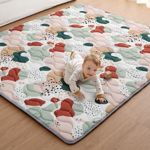 Blissful Diary Baby Play Mats for Floor, 71x59 Inch Thicker Foam Playmats for Babies and Toddlers, Soft Cushioning Baby Crawling Mat, Modern Abstract - color: Modern Abstract, size: 71" X 59"