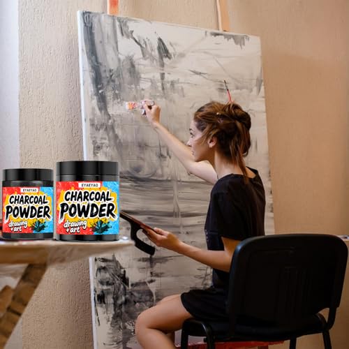 Charcoal Powder for Drawing & Art, Premium 325 Mesh (Extra Fine) – Natural Powdered Charcoal for Sketching, Calligraphy, DIY Crafts – Non-Toxic, Smooth Blend – Jar Packaging (8 oz) - size: 8 Ounce (Pack of 1)