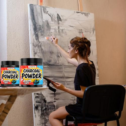 Charcoal Powder for Drawing & Art, Premium 325 Mesh (Extra Fine) – Natural Powdered Charcoal for Sketching, Calligraphy, DIY Crafts – Non-Toxic, Smooth Blend – Jar Packaging (8 oz) - size: 8 Ounce (Pack of 1)
