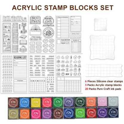 6Pcs Diary Journal Clear Stamps for Card Making, Star Rating Silicone Stamps for Crafting&DIY Scrapbooking, Weather & Reading Icons Journaling Decor - style: 29Pcs Diary Planner Clear Stamps