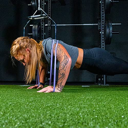 Serious Steel Fitness 81.3cm(32인치) 저항 트레이닝 밴드 (휴대용 운동 밴드 시스템 트레이닝 밴드 - 152cm(5피트 10인치) 미만의 개인에게 적합) - color: #1 퍼플 (2.3-15.9kg(5-35파운드))