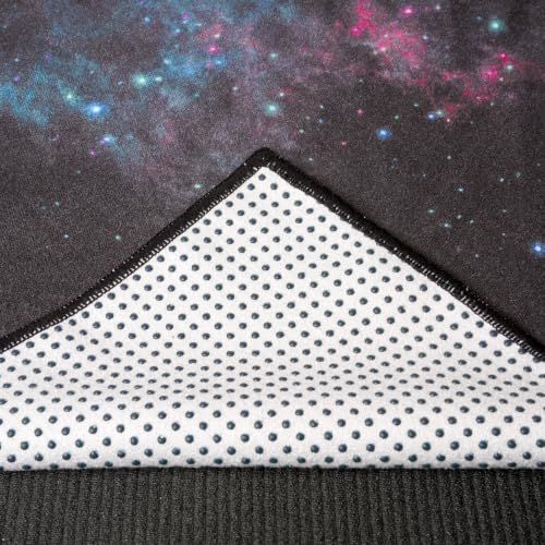 Eunzel Hot Yoga Mat Towel with Grip Dots, Printed Design 72" x 24" | Grip Dot Non Slip, Printed Microfiber Design, Sweat Absorbent, Hot Yoga & Pilate - color: Galaxy