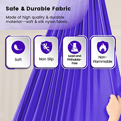 Kids Therapy Swing with Special Needs Snuggle Swing Cuddle Hammock Indoor Adjustable Aerial Yoga for Children with Autism, ADHD, Asperger, Sensory Integration (Hardware Included) - color: Purple