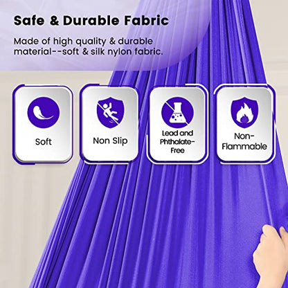 Kids Therapy Swing with Special Needs Snuggle Swing Cuddle Hammock Indoor Adjustable Aerial Yoga for Children with Autism, ADHD, Asperger, Sensory Integration (Hardware Included) - color: Purple