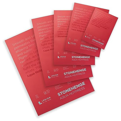 Stonehenge Aqua White Medium Weight Block, 140lb, Hotpress, 14 x 20 Inches, 15 Sheets for Wet and Dry Media - size: 14 x 20 inches