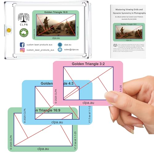 Golden Triangle Directors Viewfinder Card | Australian Designed and Made; Artist Viewfinder for Drawing and Photography; 3:2, 4:3 and 16:9 - size: Golden Triangle