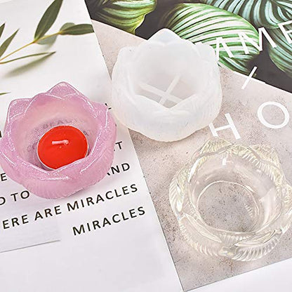3 Pcs Lotus Resin Molds, AIFUDA Resin Silicone Casting Molds Making DIY Trinket Dish, Storage Container, Candle Holder, Jewelry&Plant Pot