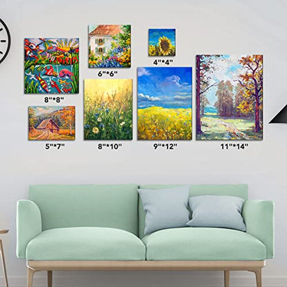ESRICH Canvases for Painting, 36 Pack Canvas Boards 4x4, 6x6, 8x8, 5x7, 8x10, 9x12, 11x14, Round Canvas Panels with 8x8,10x10-Cotton Primed Blank Large Canvases for Acrylic, Oil, Gouache & Tempera. - size: 36 Packs Canvas Panel - 9 Sizes(4 of Each)