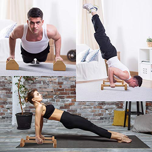 Pushup Stands - Wooden Push Up Bars Gym Gear Equipment with Anti-Slid Mat Workout Solid Exercise Women Men Portable Fitness - style: Regular