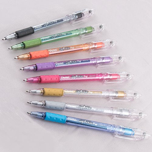 Pentel Arts Sparkle Pop Metallic Gel Pen, 1.0mm Bold Line, Gold & Silver Ink, Pack of 2 (K91PABPXZ) - size: 2 Count (Pack of 1), style: Sparkle Pop