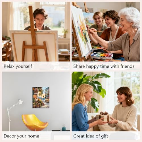 Muzagroo Paint by Numbers Oil Painting Kits for Adults DIY Streetscape Oil Painting for Beginners Hand Crafts Kits with Brushes and Acrylic Paints 16x20 inches (Streetscape) - color: Streetscape