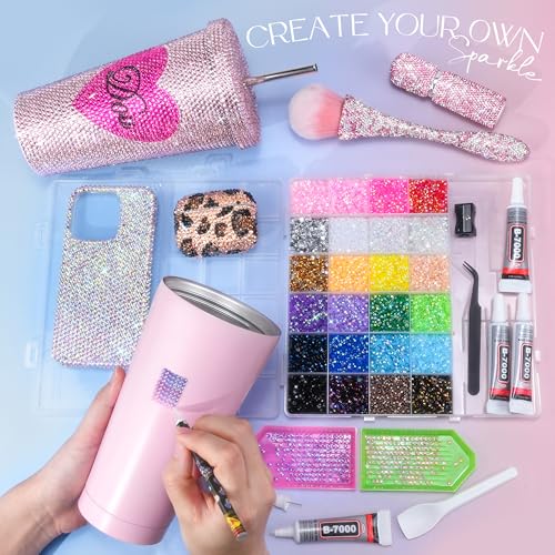 35000 Pcs Resin Jelly Rhinestones Kit, Multicolor 3mm Flatback Rhinestones with 4 Pcs B7000 Jewelry Glue & Tools, All-in-One Bedazzling Kit for DIY Arts & Crafts Gifts - color: 24 Colors 3mm