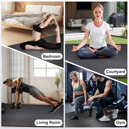 BesWin Large Exercise Mat 8' x 4'(6mm), Extra Thick Workout Mats for Home Gym Flooring, High Density Non-Slip Gym Mats Fitness Mat for Cardio, Weights, Jump Rope, Fitness - Use With or Without Shoes