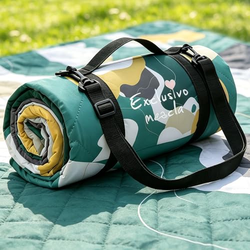 Exclusivo Mezcla Extra Large Waterproof Picnic Blankets 3 Layer, Sandproof and Foldable Outdoor Blanket for Beach Camping, Park and Travel, 60x80 Inch - color: Abstract Green, size: 80''*80''
