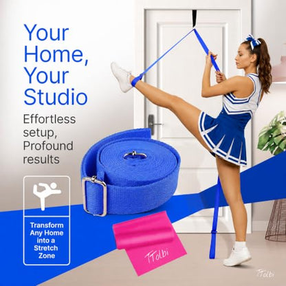Leg Stretcher Strap with Door Anchor and Resistance Band, Splits Trainer | Home Flexibility Trainer for Splits, Ballet, Dance, Cheer, Yoga, Gymnastics, Pole and Taekwondo, Kids to Adults, All Levels - color: Deep Blue