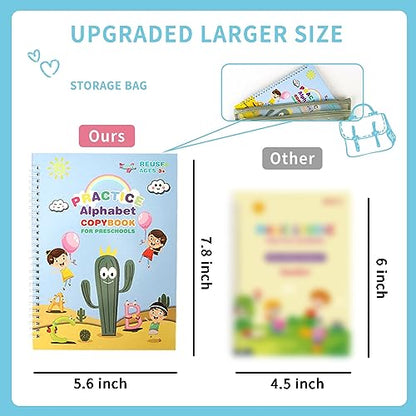 LUCKFUTURE Grooved Magic Copybook, Reusable Handwriting Practice | 5 Books Set with Pens, Preschool Learning Activities Workbook, Kindergarten Calligraphy Tracing for Kids Ages 3-7 - size: 5 Count (Pack of 1)