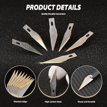 EHDIS Precision Craft Hobby Knife Blades # 11 Titanium Coated Blade Refill Hobby Art Blades Cutting Tool with Storage Case for Craft, Hobby, Scrapbooking, Stencil-20 Pack (Pack of 20) - size: Pack of 20