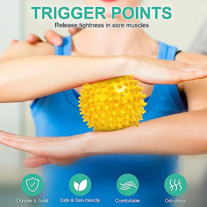 URAQT Spiky Massage Ball, 3 Pack Hard Spiky Massage Ball Roller Set, Professional Physical Therapy Massage Balls for Myofascial Release, Trigger Point Deep Tissue Massage, Plantar Fasciitis Recovery - color: 3pcs-a