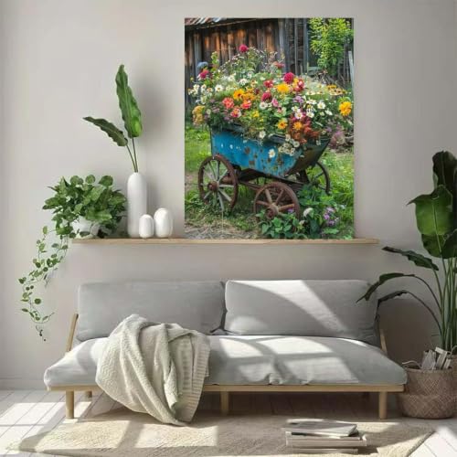 Flower 5D Diamond Painting Kits for Adults Beginners,Farmhouse 12 X 16inch | DIY Round Full Drill diamond Art Kits For Adults With Gem Art Adult Craft Kits,Home Wall Decor - color: DZ928