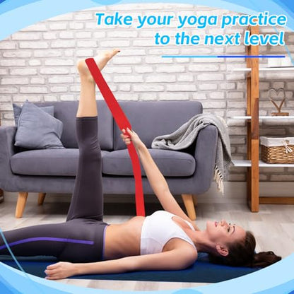 10 Pcs Yoga Strap for Stretching,8 Ft Exercise Adjustable Straps,Yoga Bands with Safe Adjustable D Ring Buckle,Non Elastic Yoga Belt for Pilates Gym Workouts,Physical Therapy,Black