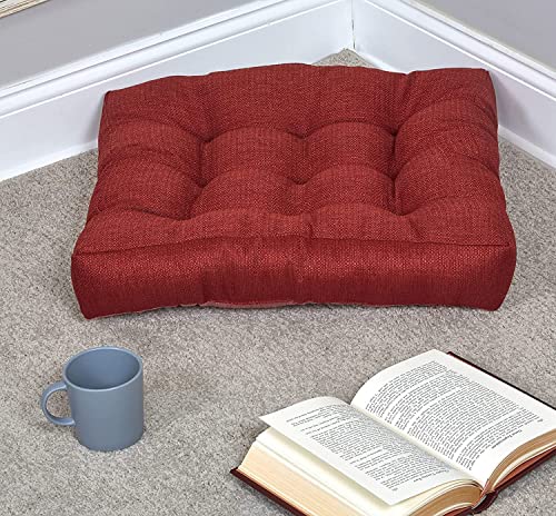 Klear Vu Gripper Non-Slip Floor Cushions for Adults, Extra Thick Square Meditation Pillow, Ideal for Yoga, Seating or Lounging, 21"x21", 1 Count, Flame - color: Flame