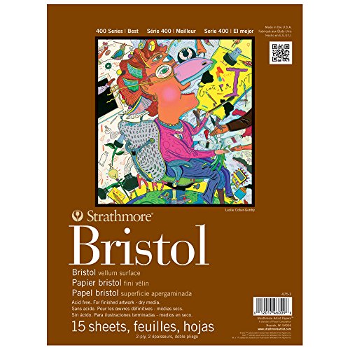 Strathmore 400 Series Bristol, 2-Ply Vellum, 11"x14" Tape Bound, 15 Sheets - color: White, size: 11x14