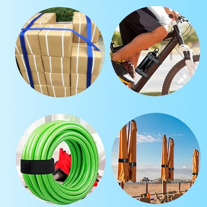 16ft 4 inch Wide Cable Straps with 10pcs Buckles, Heavy Duty Nylon Hook and Loop Straps for Fastening Securing, Reusable Cut-to-Length Straps for Organizer or Storage, Black - size: 4 in x 16 ft