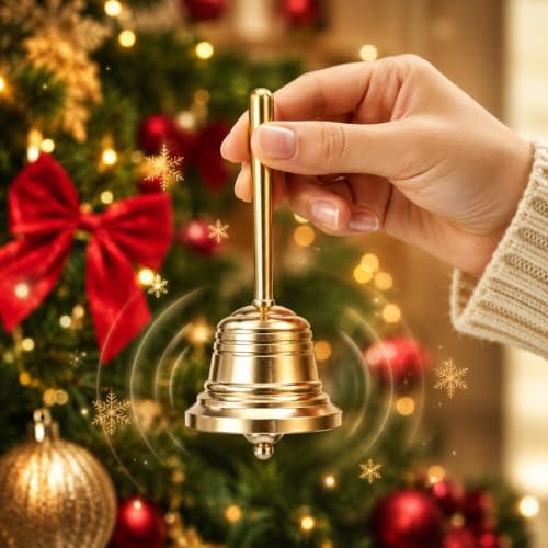 Small Brass Bell, Portable Dinner Bell Mini Hand Bells for Seniors Bedside, Musical Teacher, Wedding, Dinner, Meditation(8.3cm/3.3in)