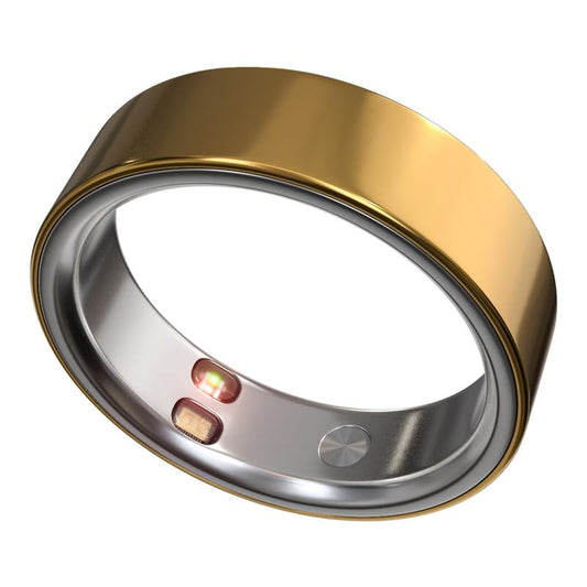 Smart Ring Health Tracker 5ATM Waterproof Sport Ring Exclusive Vibration Alerts Titanium Blood Oxygen/Sleep/Emotional Management Women Cycle Prediction Compatible with iOS/Android Sunlight Gold 9.5 - color: Sunlight Gold, size: 9.5