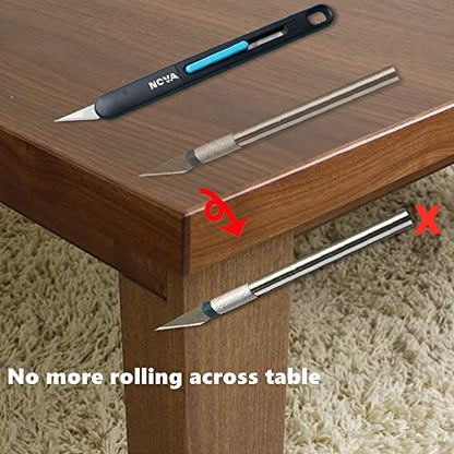 Nova Precision Craft & Hobby Knife, Premium Safety Cutter for Trimming, Vinyl Weeding and Art, Innovative Flat Design for a Better Use, Retractable #11 Fine Point Blade, Super Slim and Safe - color: Blue