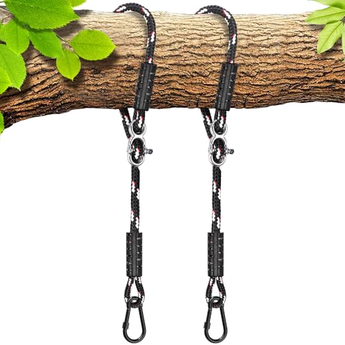 SELEWARE 10ft Tree Swing Rope, Adjustable Hammock Straps Hanging Kit - color: Black-2 Pack, size: 10ft